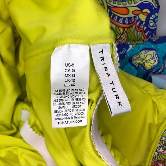 TRINA TURK Ruffle Bandeau One Piece Swimsuit Floral Print Size 8 - Picture 11 of 12